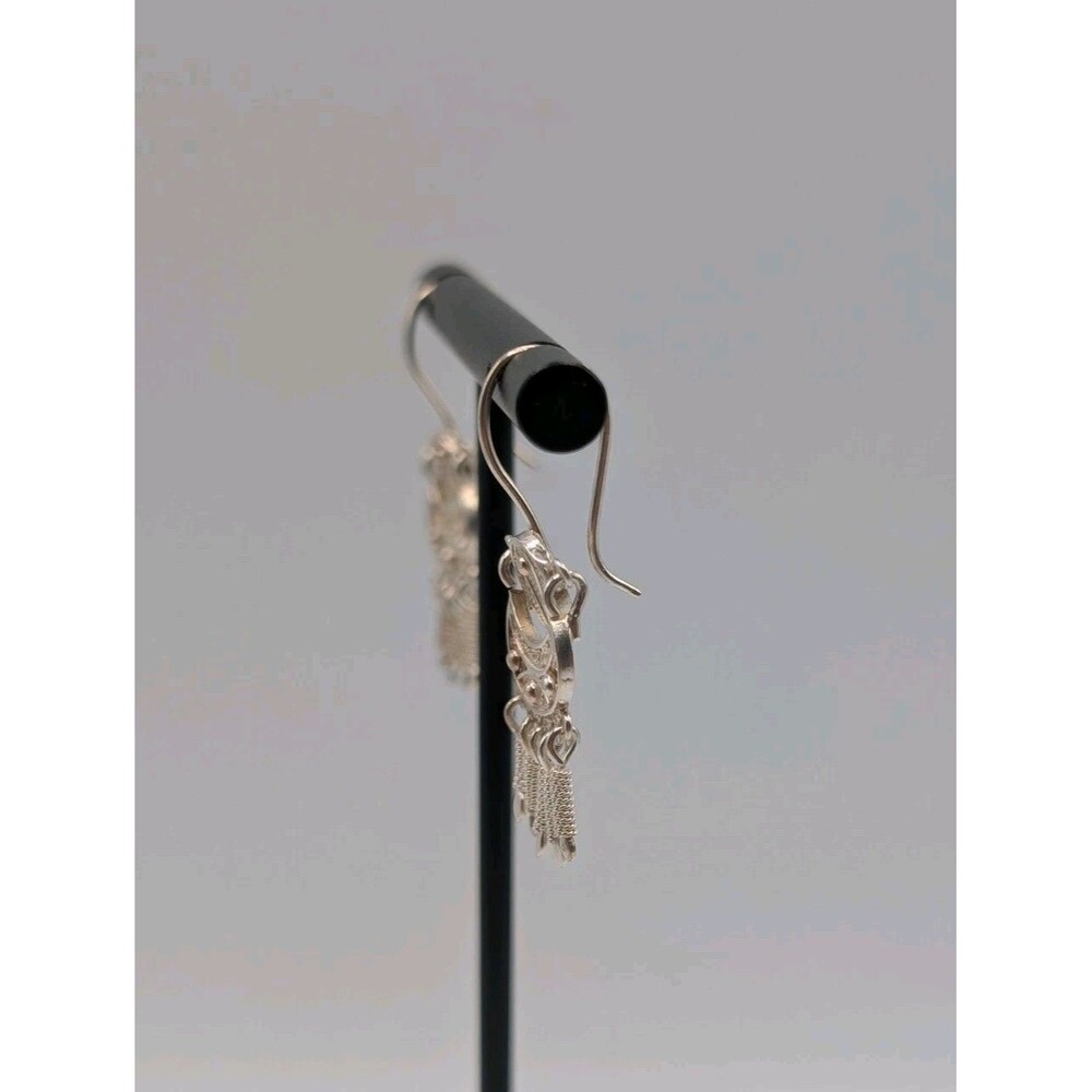 Peruvian Marked 950 Sterling Silver Filigree Handmade Inca Andean Drop Earrings image 4